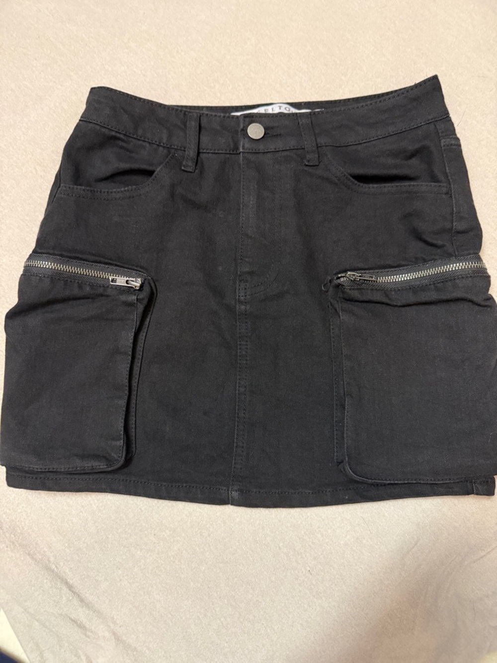 Tinseltown Black Cargo Mini Skirt